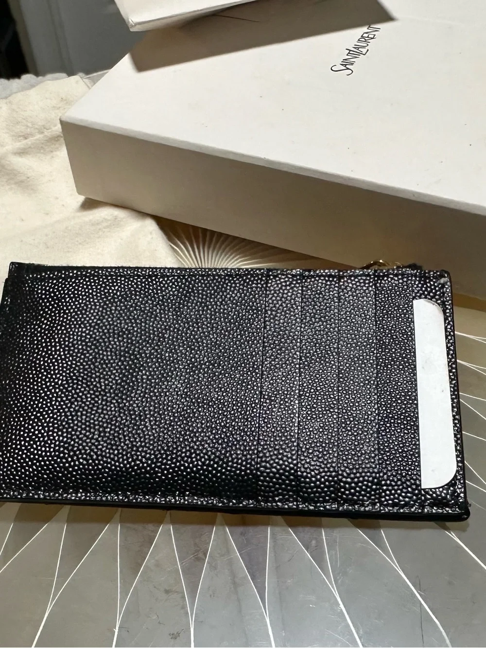 Saint Laurent Black Quilted Leather Wristlet with Gold YSL Emblem
